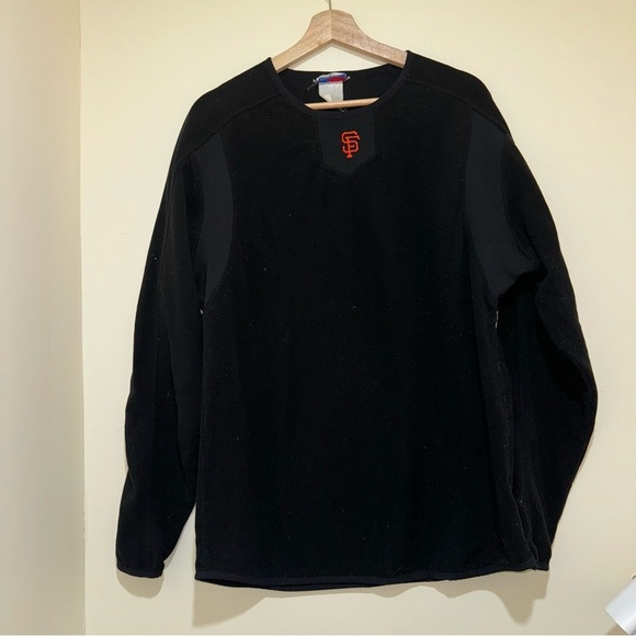 Men’s Vintage Majestic Brand San Francisco Logo Black Fleece Pullover Sweater - Picture 1 of 15